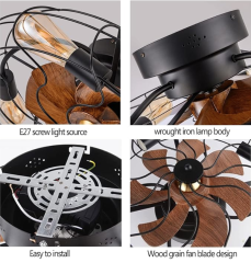Retro stropní ventilátor se světlem přisazený (9)
