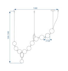 Coco Pearls - Zlatý náhrdelníkový lustr nad stůl dlouhý 125 cm (6)