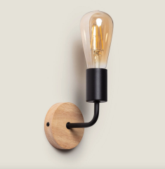 SIMPLE WOOD - dřevěná nástěnná lampička - bukové dřevo a kov